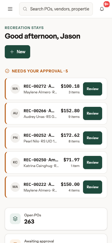 PurchSense dashboard on a phone